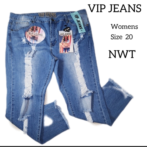 VIP JEANS DESTRUCTED COLLCTION WOMENS SIZE 20  NEW WITH TAGS - Picture 2 of 11